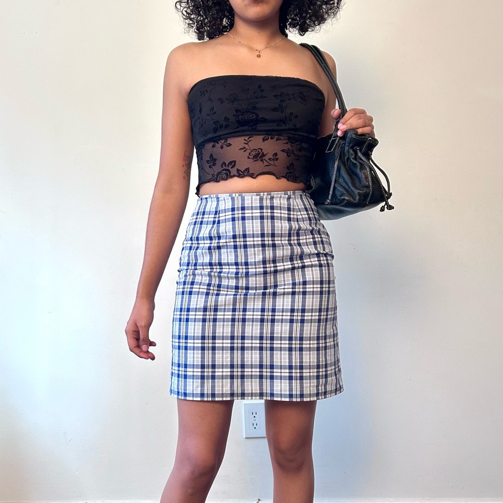 Blue Plaid Mini Skirt